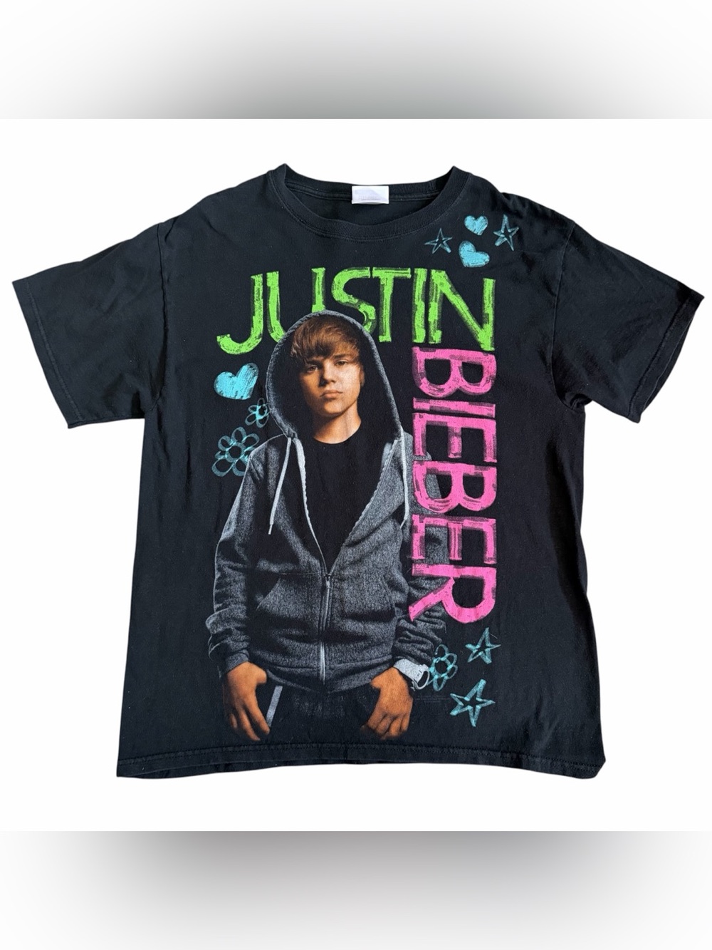Vintage Justin Bieber Huge Graphic Band Rap T-Shirt Adult Sz M Black Hanes Tag